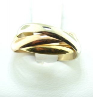  Tricolor White Rose Yellow Gold Puzzle Trinity Ring Size 3 75 C