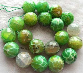 8mm 12mm 14mm 20mm Green Crab Agate Round Faceted Beads 14