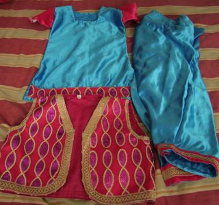 INDIAN PAKISTANI SATIN SILK GIRLS 5 6 7 SALWAR KAMEEZ SUIT DRESS WITH