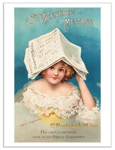 CLAPSADDLE VALENTINE GIRL Vintage Postcard Image Repro Greeting Card