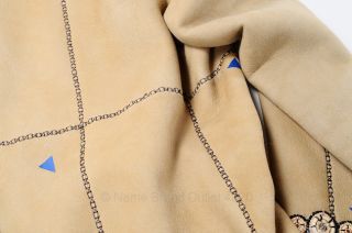 Giuliana Teso 12 L 14 Fur Coat Natural Suede Shearling Bead Fringe