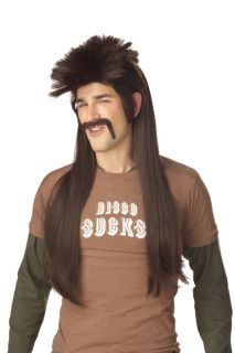 Mississippie Mullet Halloween Costume Wig Dark Brown