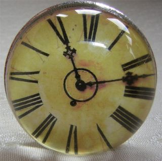 Vintage Antique Style Glass Clock Face Drawer Cupboard Door Knob