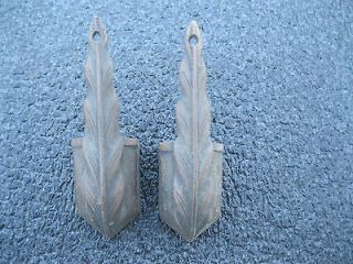 FANCY PAIR OF ANTIQUE SOLID BRASS FURNITURE FEET / SHOES / CAPS