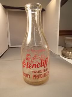 RARE Old Vintage Antique 1 Qt Glencliff Dairy Products Milk Bottle