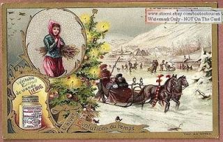 Horse Drawn Snow Sleigh Sled In Winter NICE c1903 Card