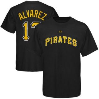 Majestic Pittsburgh Pirates 17 Pedro Alvarez Black Player T Shirt
