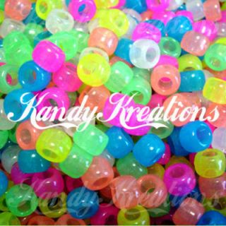 900 Glow in The Dark Pony Beads 6x9mm Kandi Rave Raver for Cuffs