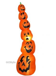 Grandin Road Halloween Airblown Inflatable Pumpkin Stack 9ft Tall