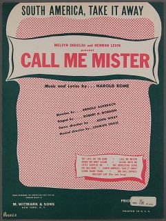South America Take It Away Harold Rome Call Me Mister Theatre Sheet