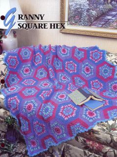 Granny Square Hex Afghan Annies Crochet New Pattern Leaflet
