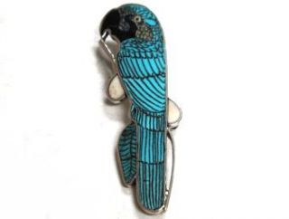 Harlan Coonsis Blue Macaw Fascinating Zuni Inlay Art