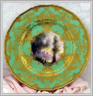 Exquisite Rare 12 Royal Worcester Dinner Plates: H. Davis Signed