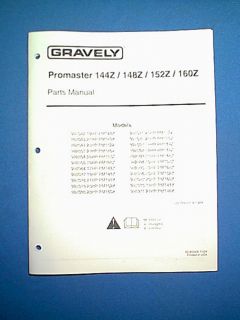 Gravely Promaster Models 144Z 148Z 152Z 160Z 17 HP 25 HP Parts Manual