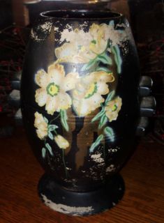 Antique Gresham England Unusual Pottery Vase Black 1900
