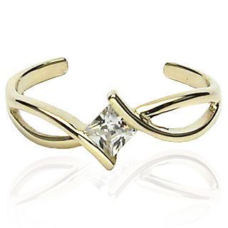 10K Solid Gold Toering Toe Ring Body Jewelry Square Gem