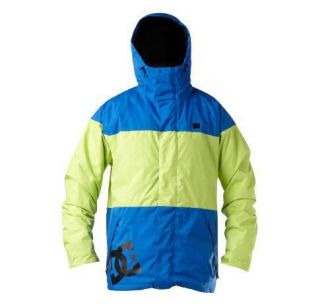 New DC AMO Mens Snowboard Jacket XL Lime Green Olympic Blue