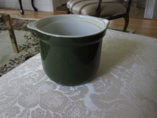 Vintage Etched Stamped Hall Pottery Forest Green Small Bean Pot Baking