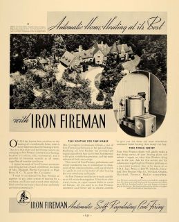  Ad Iron Fireman Heat Hillbrook Harriss Covington ORIGINAL ADVERTISING
