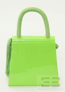 Iris Lane Lime Green Patent Jeweled Frogs Top Handle Handbag