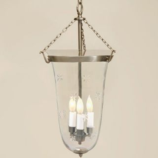 JVI Designs 3 Light Large Bell Jar Pendant with Flower Glass   1042