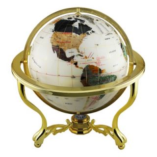 American Atelier 13 Polished Stone Globe with Low Tri Foot Brass