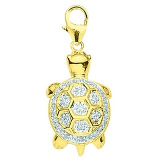 EZ Charms 14KYellow Gold Diamond Turtle Charm