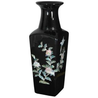 Oriental Furniture 14 Square Vase in Black   POR SQV BB