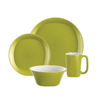  Ray Dinnerware Round and Square 16 Piece Dinnerware Set in Green Apple