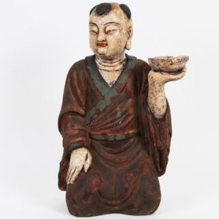 Urban Trends 19.5 Brown Oriental Figure Resin Serving Monk Man Statue