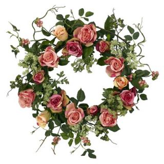 Nearly Natural 20 Rose Wreath