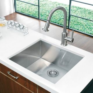 Vigo 23 x 20 Undermount Single Bowl Kitchen Sink and Faucet in Satin