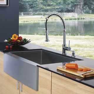 Vigo 33 x 22.25 Farmhouse Single Bowl Kitchen Sink with Faucet and