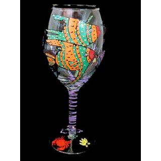 Bellissimo Angel Fish Design Hand Painted Grande Wine Glass