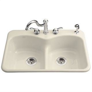 Kitchen Sink in Almond with Three Hole Faucet Drilling   K 6626 4 47