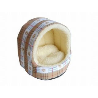 Best Pet Supplies Beige Plaid with Paws Crib Pet Bed