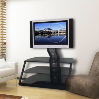 Wood Technology Hardwood Swivel TV Stand Dual Level for 19 20 TVs