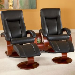 Mac Motion Oslo 54 Double Leather Swivel Recliner and Ottoman Set with