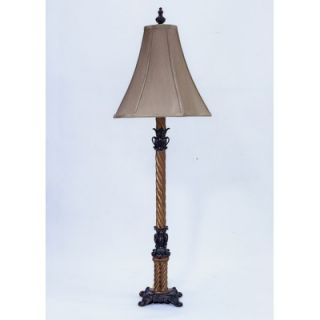 Privilege Column Buffet Lamp with Silk Shade in Dark Brown