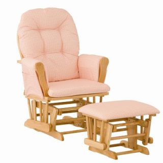 Storkcraft Custom Hoop Glider and Ottoman in Natural / Pink Gingham
