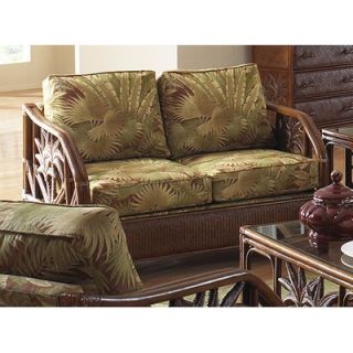 Hospitality Rattan Cancun Palm Loveseat with Cushions   401 1365 TCA