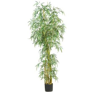 Nearly Natural 84 Curved Slim Silk Bamboo Tree in Green