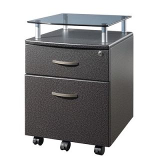 Techni Mobili Two Drawer File Cabinet with Glass Shelf   RTA S06