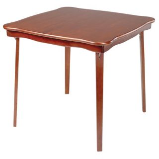 Scalloped Edge Wood Folding Card Table in Cherry