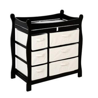 Sleigh Style Changing Table with Six Baskets in Black
