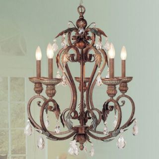 Livex Lighting Iron and Crystal Chandelier in Crackled Bronze with