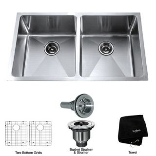 Kraus 33 Double Bowl 50/50 Undermount Kitchen Sink   KHU102 33
