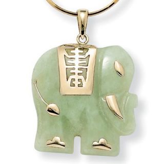 Palm Beach Jewelry 14k Gold Jade Elephant Pendant