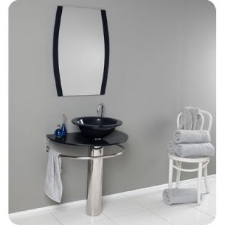 Fresca Scoperto Modern Black Glass Bathroom Vanity with Mirror