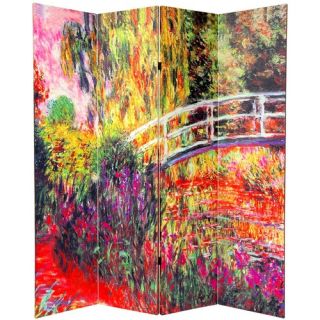 Double Sided Works of Monet Canvas 4 Panel Room Divider